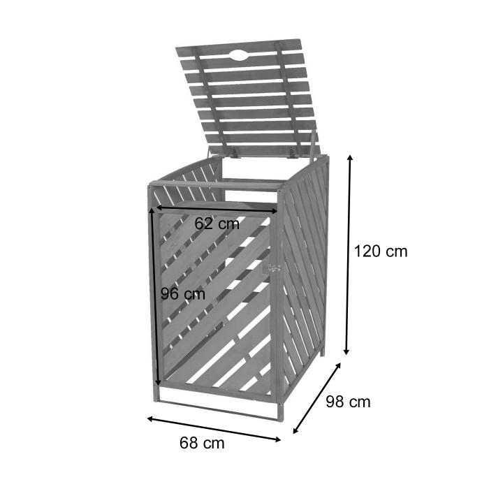 XL 1er-/2er-Mlltonnenverkleidung Erweiterung HWC-J44, Mlltonnenbox, 120x68x98cm Holz MVG-zertifiziert ~ braun