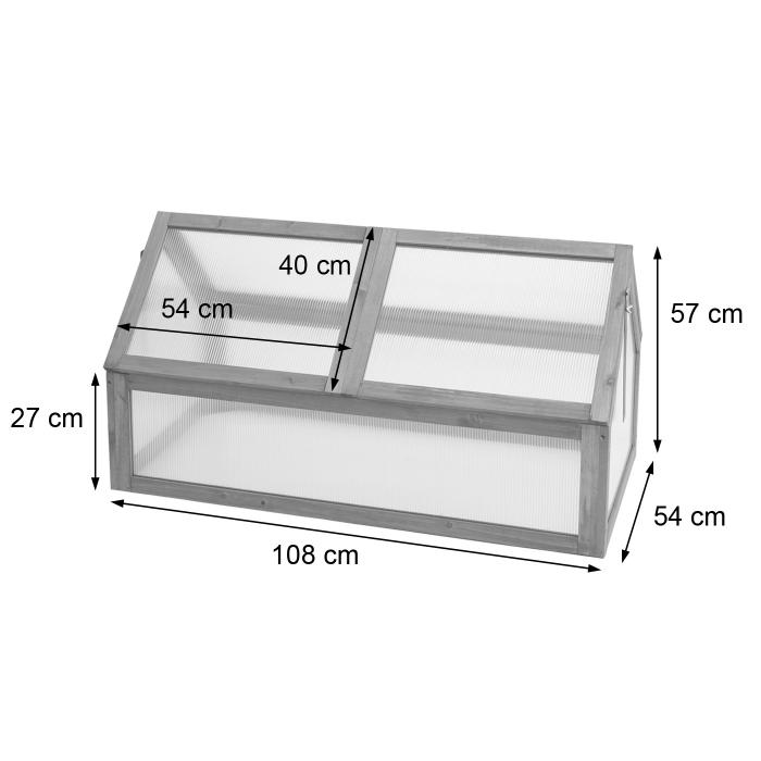 Frhbeet HWC-J45, Gewchshaus Treibhaus Pflanzbeet, MVG zertifiziert Holz stufenlos verstellbar 108x57x54cm ~ anthrazit