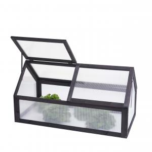 Frhbeet HWC-J45, Gewchshaus Treibhaus Pflanzbeet, FSC zertifiziert Holz stufenlos verstellbar 108x57x54cm ~ anthrazit