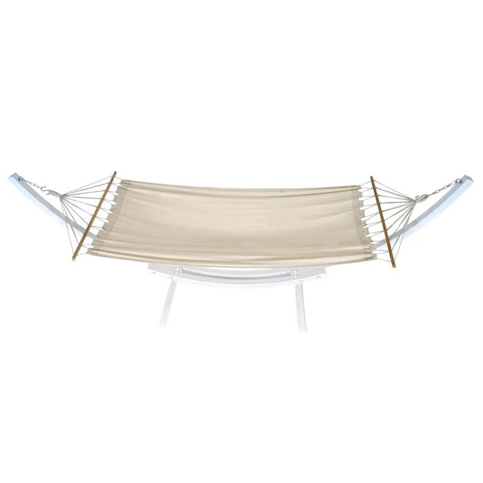 Hngematte mit Gestell HWC-J46, Hngeschaukel, bis 200kg Holzgestell MVG-zertifiziert 320cm ~ wei, Matte creme-wei