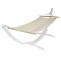 Hngematte mit Gestell HWC-J46, Hngeschaukel, bis 200kg Holzgestell MVG-zertifiziert 320cm ~ wei, Matte creme-wei