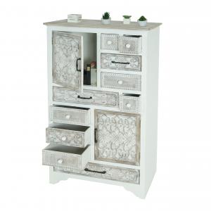 Apotheker Kommode HWC-J48, Schrank Schubladenkommode, Holz Schubladen, Shabby-Look Vintage 150x81x40cm, wei-braun