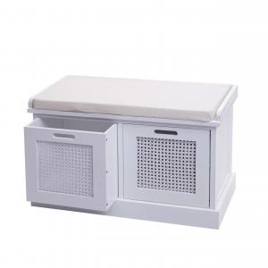 Sitzbank HWC-J49, Polsterbank Garderobenbank, Kissen Aufbewahrungsboxen Staufach 47x75x40cm ~ wei, Polster creme-wei