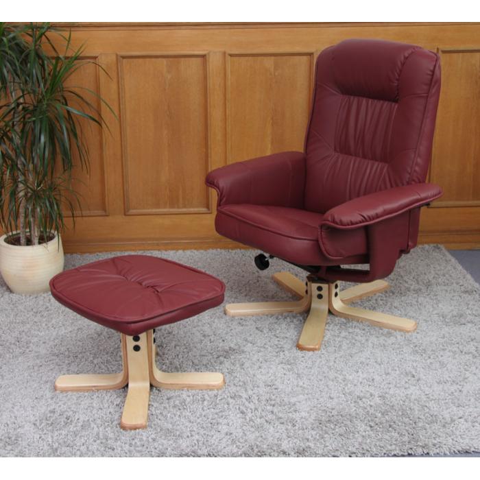 Relaxsessel Fernsehsessel Sessel ohne Hocker M56 Kunstleder ~ bordeaux