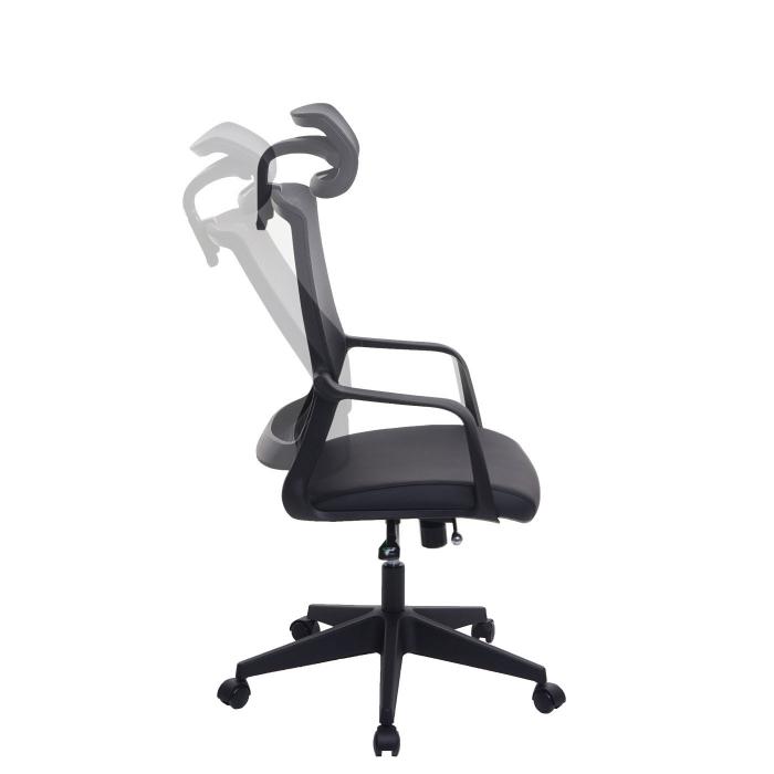 Brostuhl HWC-J52, Drehstuhl Schreibtischstuhl, ergonomisch Kopfsttze, Kunstleder ~ schwarz