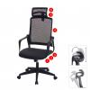 Bürostuhl HWC-J52, Drehstuhl Schreibtischstuhl, ergonomisch Kopfstütze, Kunstleder ~ schwarz