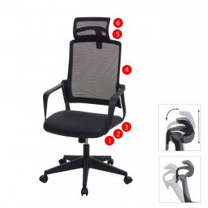 Brostuhl HWC-J52, Drehstuhl Schreibtischstuhl, ergonomisch Kopfsttze, Kunstleder ~ schwarz