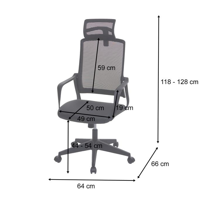 Brostuhl HWC-J52, Drehstuhl Schreibtischstuhl, ergonomisch Kopfsttze, Kunstleder ~ grau