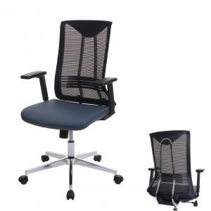 Brostuhl HWC-J53, Drehstuhl Schreibtischstuhl, ergonomisch Kunstleder ~ blau-grau