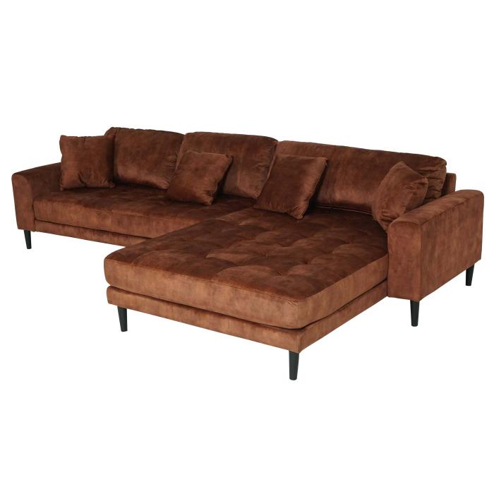 Retourenware | Ecksofa HWC-J54, Couch Sofa 3-Sitzer L-Form Liegeflche links/rechts 295cm ~ Samt rost-rot