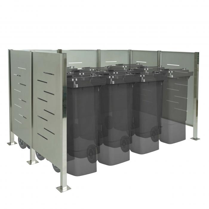 Mlltonnen-Zaun HWC-J55, Mlltonnenverkleidung Mlltonnenaufbewahrung, 150x243x163 Metall ~ Edelstahl