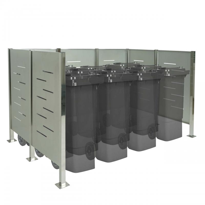 Mlltonnen-Zaun HWC-J55, Mlltonnenverkleidung Mlltonnenaufbewahrung, 150x243x163 Metall ~ Edelstahl