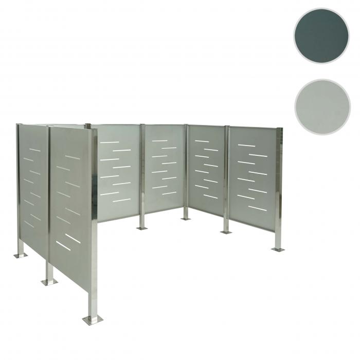 Mlltonnen-Zaun HWC-J55, Mlltonnenverkleidung Mlltonnenaufbewahrung, 150x243x163 Metall ~ Edelstahl
