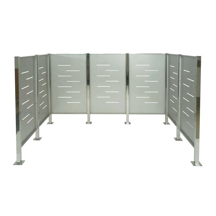 Mlltonnen-Zaun HWC-J55, Mlltonnenverkleidung Mlltonnenaufbewahrung, 150x243x163 Metall ~ Edelstahl