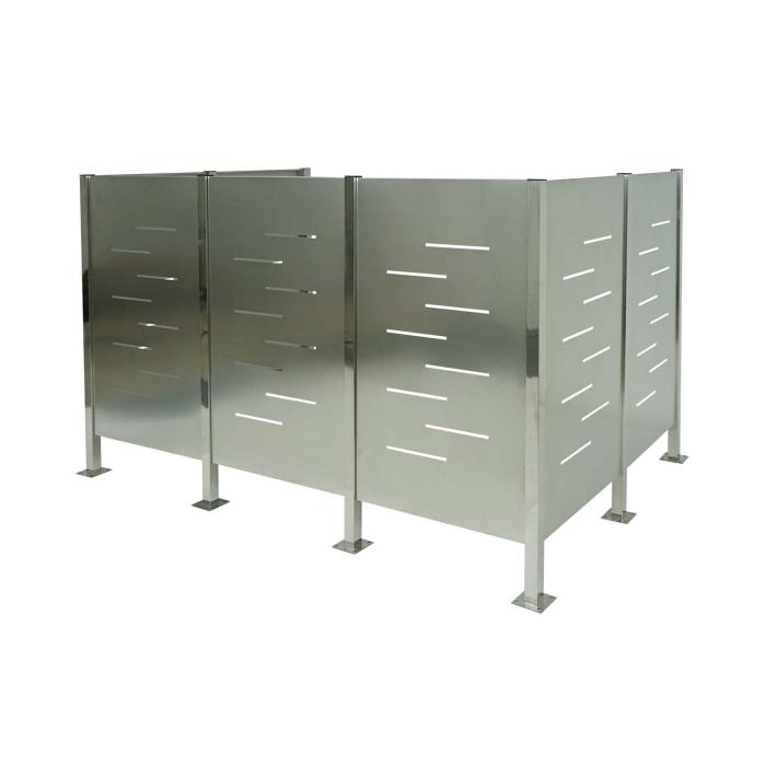 Mlltonnen-Zaun HWC-J55, Mlltonnenverkleidung Mlltonnenaufbewahrung, 150x243x163 Metall ~ Edelstahl