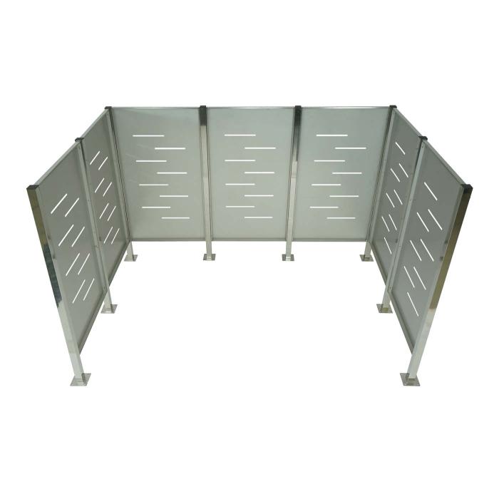 Mlltonnen-Zaun HWC-J55, Mlltonnenverkleidung Mlltonnenaufbewahrung, 150x243x163 Metall ~ Edelstahl
