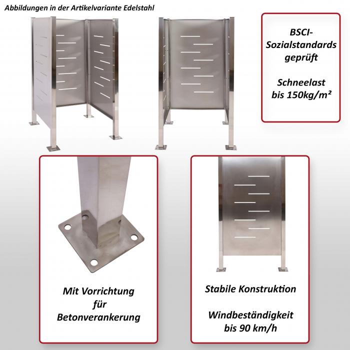 Mlltonnen-Zaun HWC-J55, Mlltonnenverkleidung Mlltonnenaufbewahrung, 150x85x85cm Metall ~ anthrazit