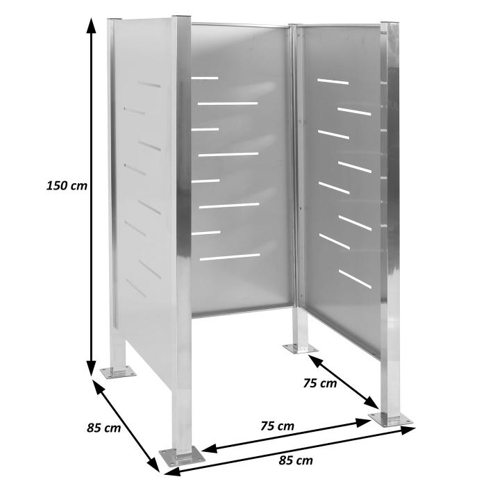 Mlltonnen-Zaun HWC-J55, Mlltonnenverkleidung Mlltonnenaufbewahrung, 150x85x85cm Metall ~ Edelstahl