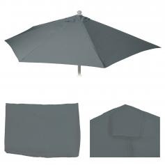 Ersatz-Bezug für Sonnenschirm halbrund Parla, Sonnenschirmbezug Ersatzbezug, 300cm Stoff/Textil UV 50+ 3kg ~ anthrazit