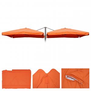 Sonnenschirmbezug T44, 8 Streben 3x3m Polyester, Ersatz-Bezug fr Doppel-Ampelschirm T44 ~ terracotta mit Flap