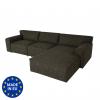 Ecksofa HWC-J59, Couch Sofa mit Ottomane rechts, Made in EU, wasserabweisend ~ Kunstleder grau-braun