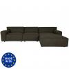 Ecksofa HWC-J59, Couch Sofa mit Ottomane rechts, Made in EU, wasserabweisend 295cm ~ Kunstleder grau-braun
