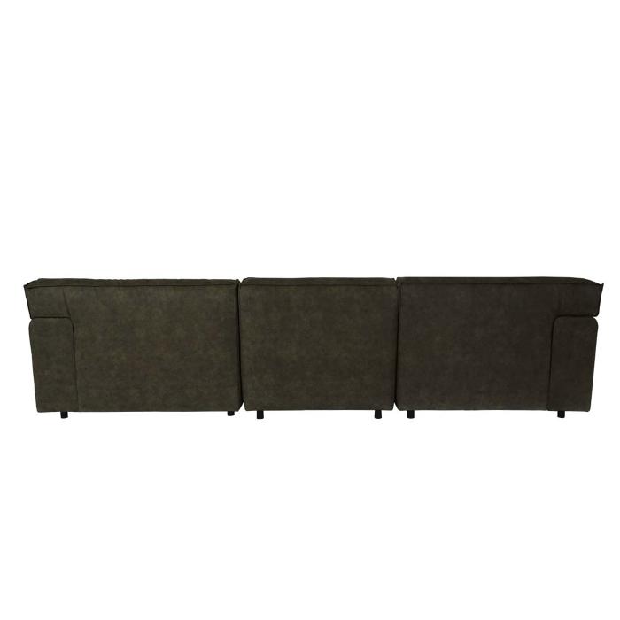 Retourenware | Ecksofa HWC-J59, Couch Sofa mit Ottomane links, Made in EU, wasserabweisend 295cm ~ Kunstleder grau-braun