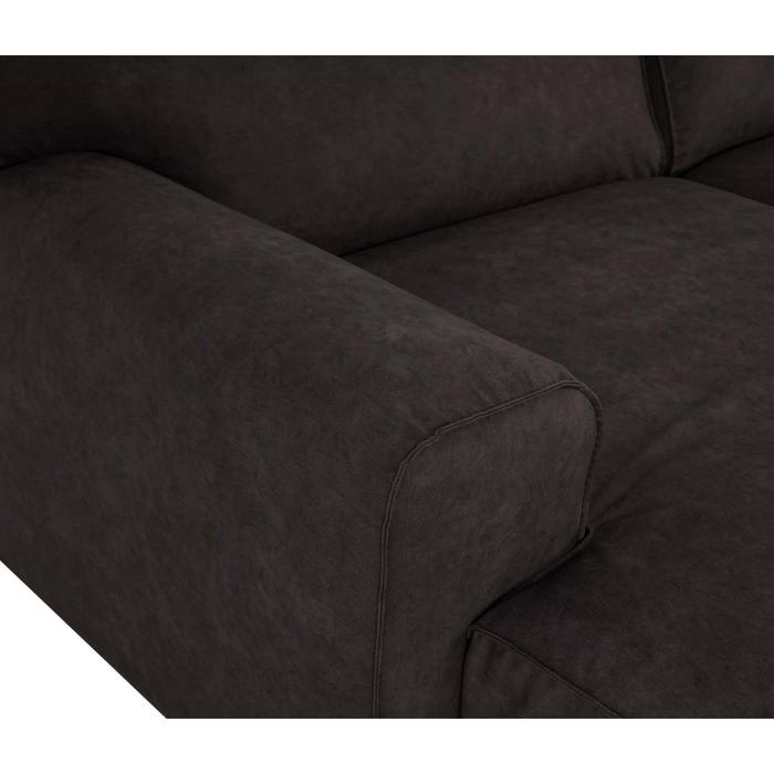 Retourenware | Ecksofa HWC-J59, Couch Sofa mit Ottomane links, Made in EU, wasserabweisend 295cm ~ Kunstleder grau-braun