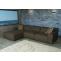 Retourenware | Ecksofa HWC-J59, Couch Sofa mit Ottomane links, Made in EU, wasserabweisend 295cm ~ Kunstleder grau-braun