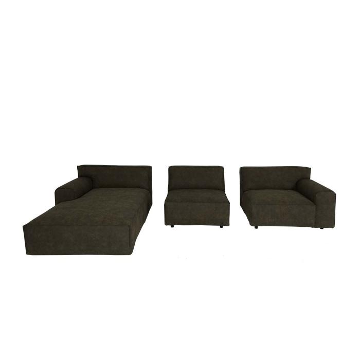 Retourenware | Ecksofa HWC-J59, Couch Sofa mit Ottomane links, Made in EU, wasserabweisend 295cm ~ Kunstleder grau-braun