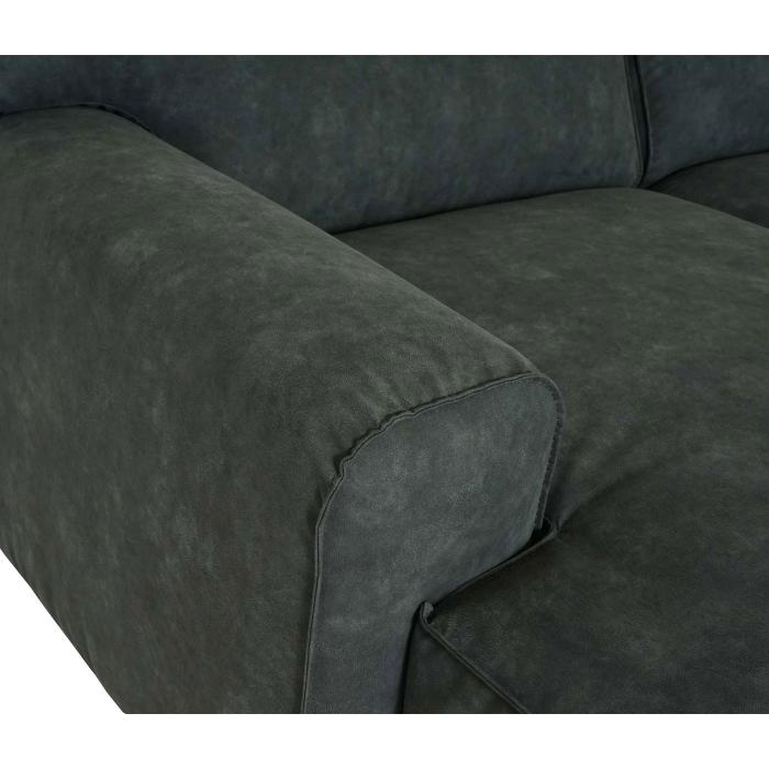 Retourenware | Ecksofa HWC-J59, Couch Sofa mit Ottomane links, Made in EU, wasserabweisend 295cm ~ Kunstleder grau