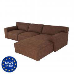 Ecksofa HWC-J59, Couch Sofa mit Ottomane rechts, Made in EU, wasserabweisend ~ Kunstleder braun