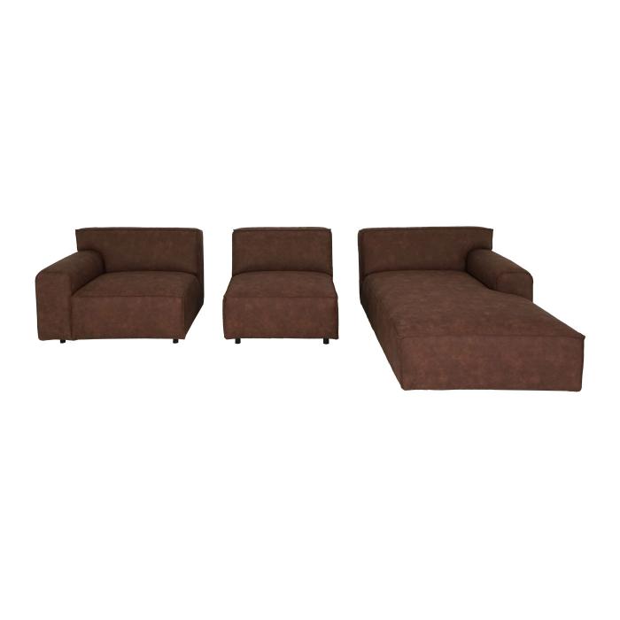 Ecksofa HWC-J59, Couch Sofa mit Ottomane rechts, Made in EU, wasserabweisend 295cm ~ Kunstleder braun