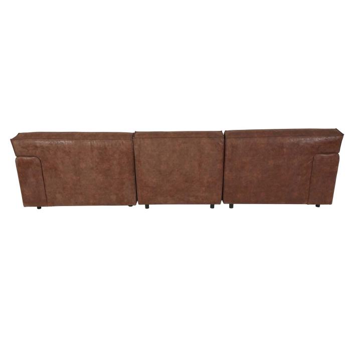 Ecksofa HWC-J59, Couch Sofa mit Ottomane rechts, Made in EU, wasserabweisend 295cm ~ Kunstleder braun