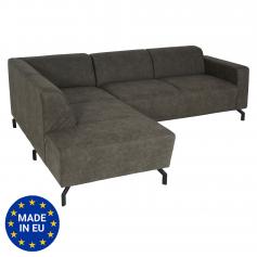 Ecksofa HWC-J60, Couch Sofa mit Ottomane links, Made in EU, wasserabweisend ~ Kunstleder grau-braun