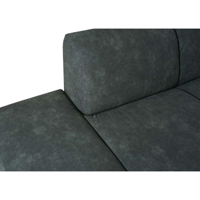 Ecksofa HWC-J60, Couch Sofa mit Ottomane links, Made in EU, wasserabweisend 247cm ~ Kunstleder grau