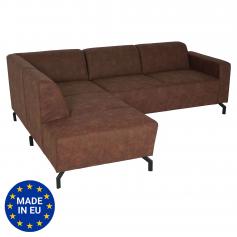 Ecksofa HWC-J60, Couch Sofa mit Ottomane links, Made in EU, wasserabweisend ~ Kunstleder braun