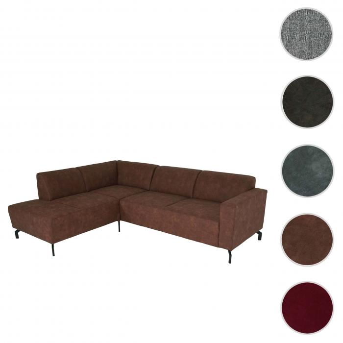 Ecksofa HWC-J60, Couch Sofa mit Ottomane links, Made in EU, wasserabweisend 247cm ~ Kunstleder braun