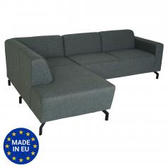 Ecksofa HWC-J60, Couch Sofa mit Ottomane links, Made in EU, wasserabweisend ~ Stoff/Textil grau
