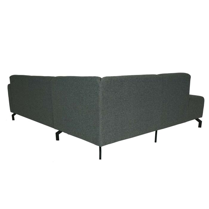 Ecksofa HWC-J60, Couch Sofa mit Ottomane links, Made in EU, wasserabweisend 247cm ~ Stoff/Textil grau