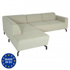 Ecksofa HWC-J60, Couch Sofa mit Ottomane links, Made in EU, wasserabweisend ~ Stoff/Textil sand-braun