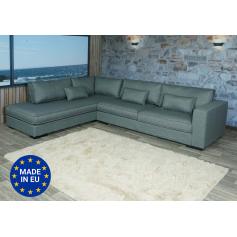 Ecksofa HWC-J58, Couch Sofa mit Ottomane links, Made in EU, wasserabweisend ~ Stoff/Textil grau
