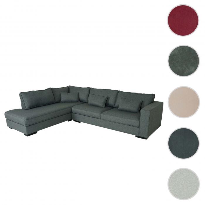 Ecksofa HWC-J58, Couch Sofa mit Ottomane links, Made in EU, wasserabweisend 295cm ~ Stoff/Textil grau
