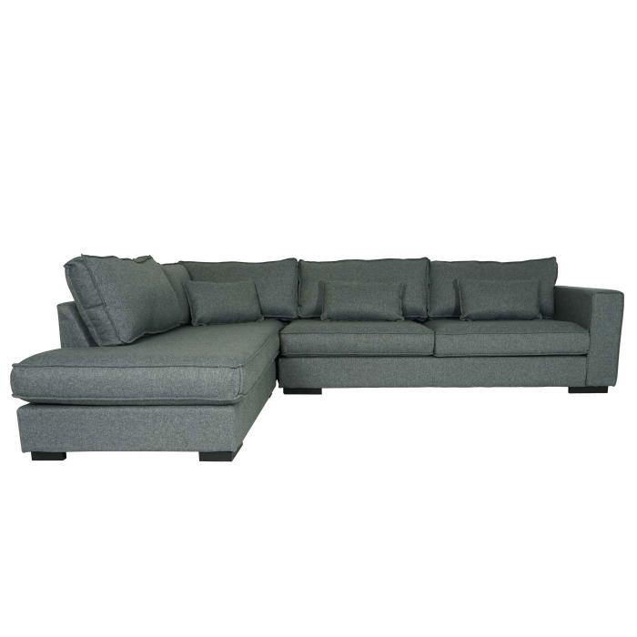 Ecksofa HWC-J58, Couch Sofa mit Ottomane links, Made in EU, wasserabweisend 295cm ~ Stoff/Textil grau