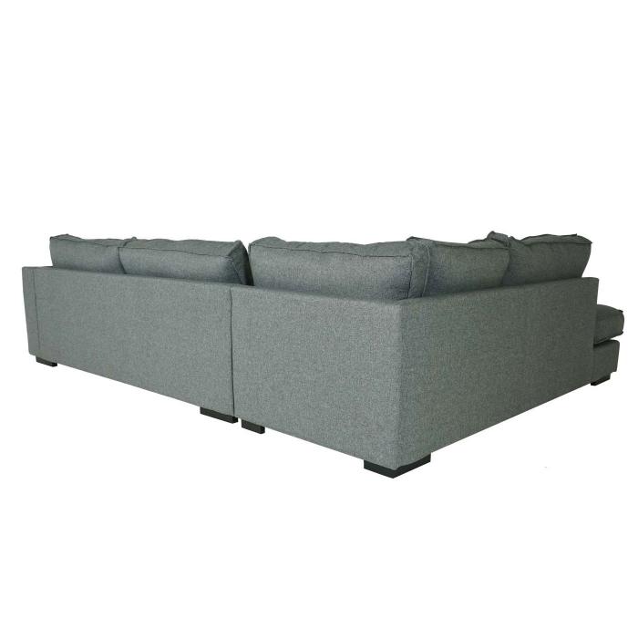 Ecksofa HWC-J58, Couch Sofa mit Ottomane links, Made in EU, wasserabweisend 295cm ~ Stoff/Textil grau