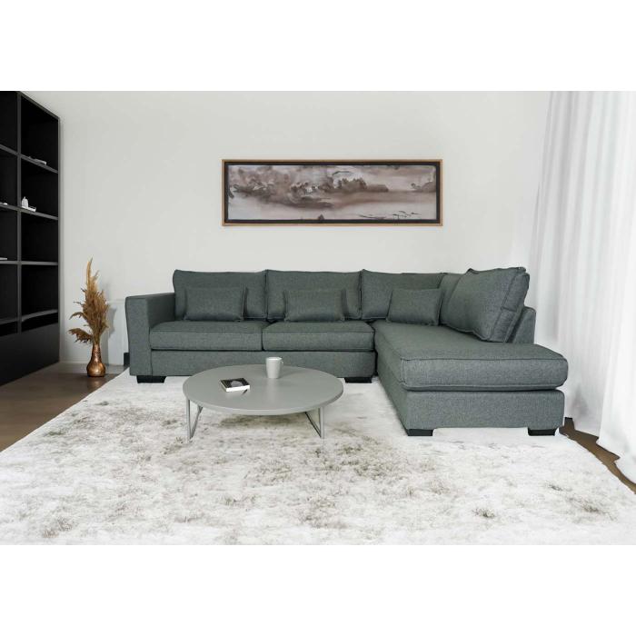 Ecksofa HWC-J58, Couch Sofa mit Ottomane rechts, Made in EU, wasserabweisend 295cm ~ Stoff/Textil grau