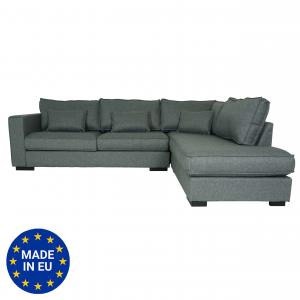 Ecksofa HWC-J58, Couch Sofa mit Ottomane rechts, Made in EU, wasserabweisend 295cm ~ Stoff/Textil grau