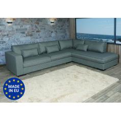 Ecksofa HWC-J58, Couch Sofa mit Ottomane rechts, Made in EU, wasserabweisend ~ Stoff/Textil grau