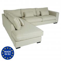 Ecksofa HWC-J58, Couch Sofa mit Ottomane links, Made in EU, wasserabweisend 295cm ~ Stoff/Textil sand-braun