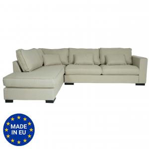 Ecksofa HWC-J58, Couch Sofa mit Ottomane links, Made in EU, wasserabweisend 295cm ~ Stoff/Textil sand-braun